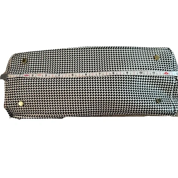 Gianni Bini Black & White Geometric Dot Structured Satchel with Gold Hardware - Picture 12 of 12